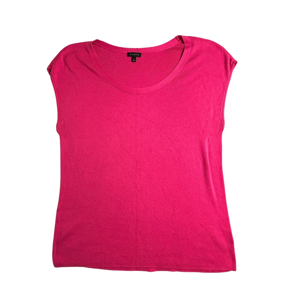 Talbots Sweater Vest Women Sz L Pink Scoop Neck Sleeveless Cotton Blend‎ Shell